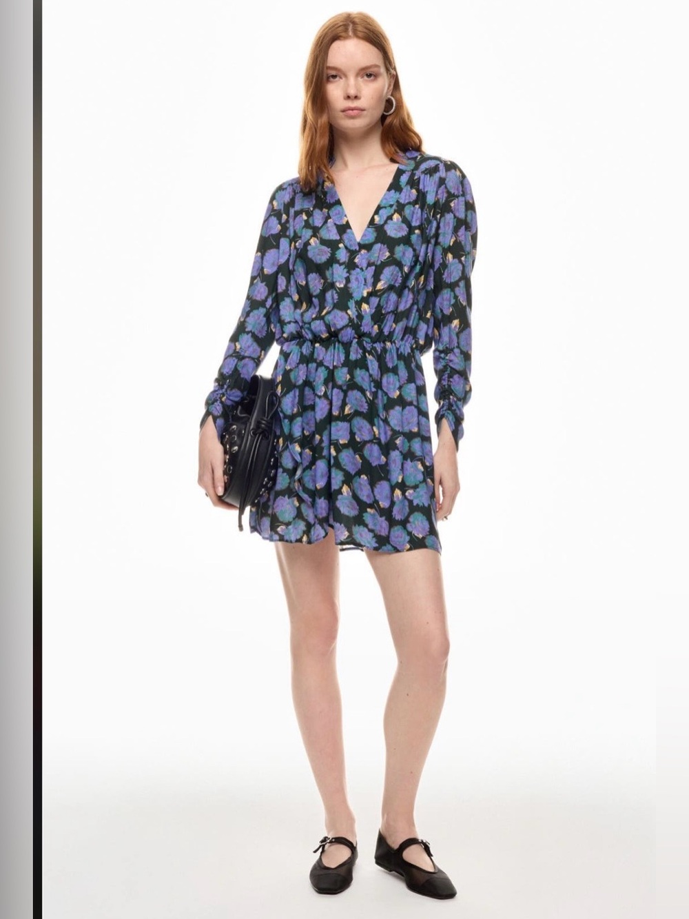 Zadig & Voltaire~Black Mini Dress with Purple-Blue Floral Pattern~Sz Small~$398~